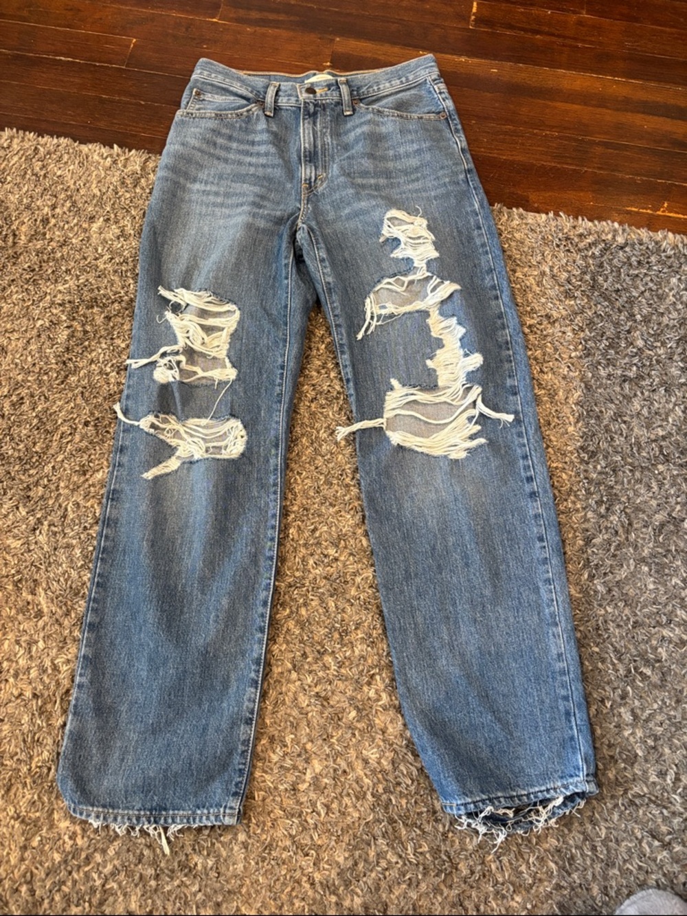 Levi's Distressed Light Blue Relaxed Jeans